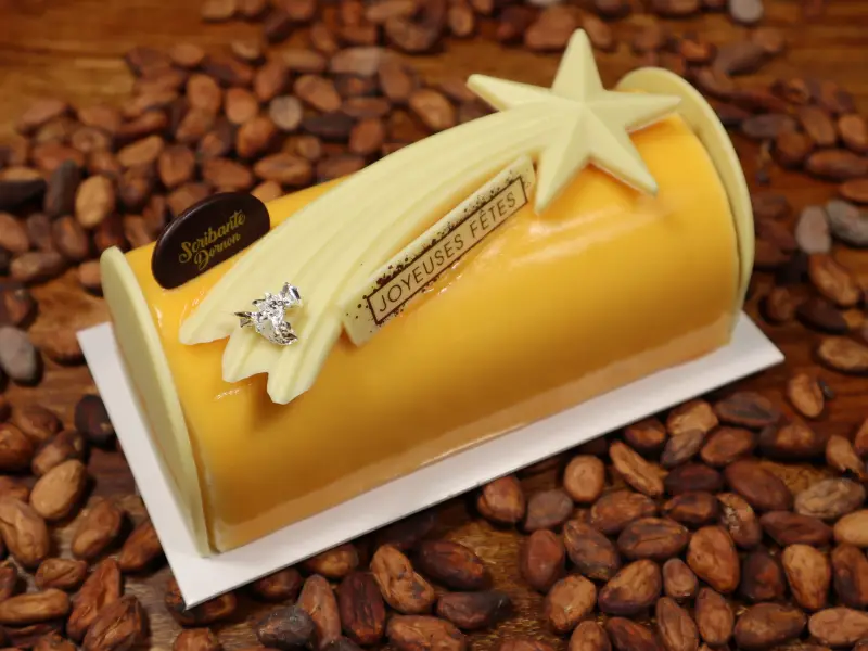 Biscuit pistache/amande, mousse nougat, marmelade d'abricot. (Sans farine)